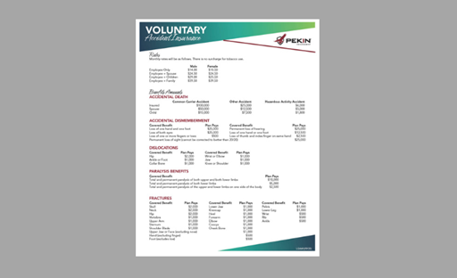 LG464 Voluntary Accident Rates