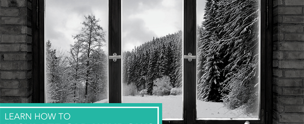 Window with snow covered  pine trees outside